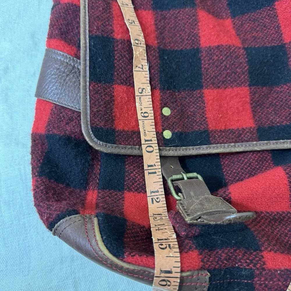 J. Crew Wool Blend Plaid Messenger Bag Red Black Buffalo Plaid Preppy Academia